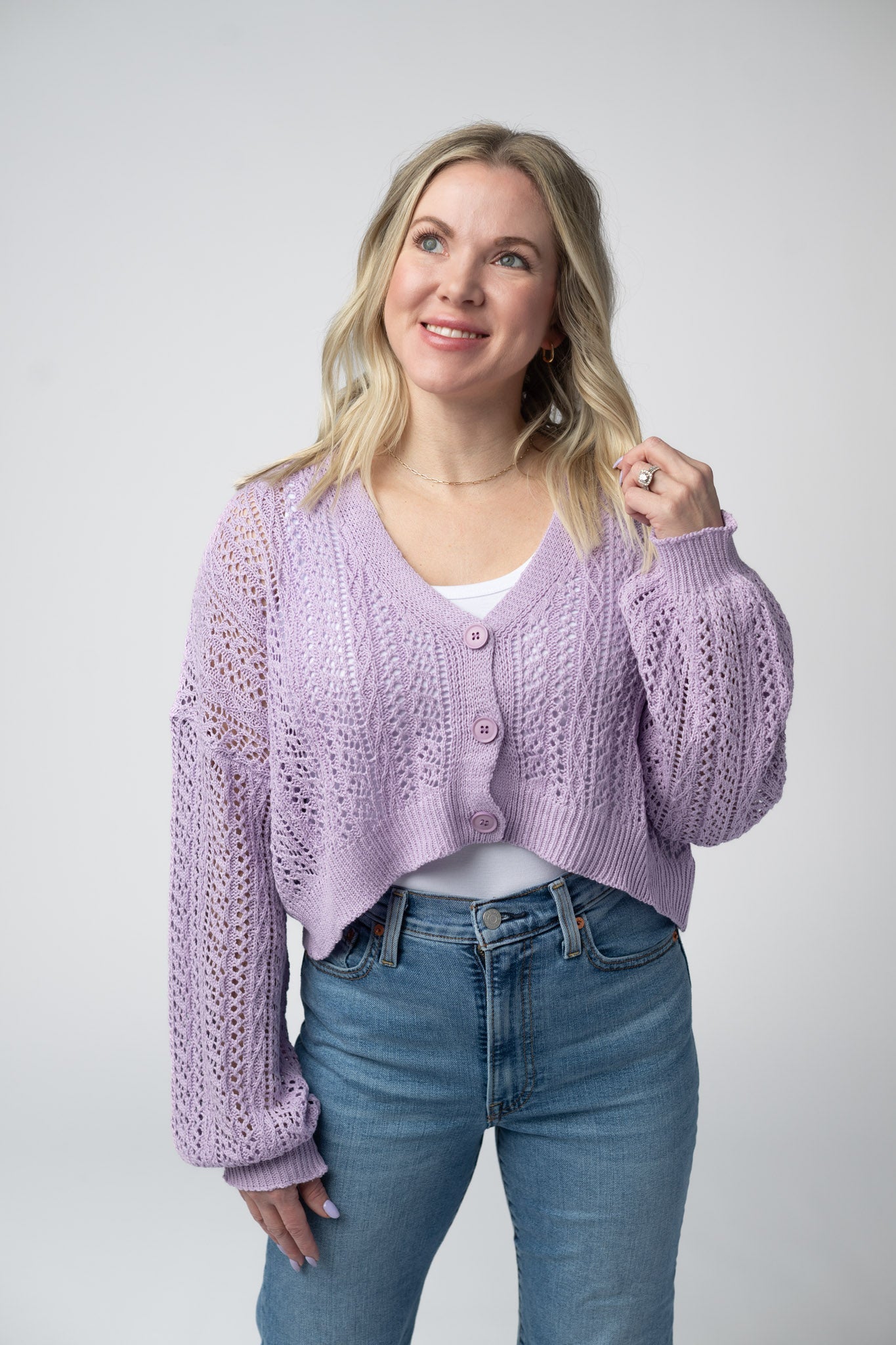 IN STOCK Callie Cropped Cardigan - Lavender - Alonna's Legging Land