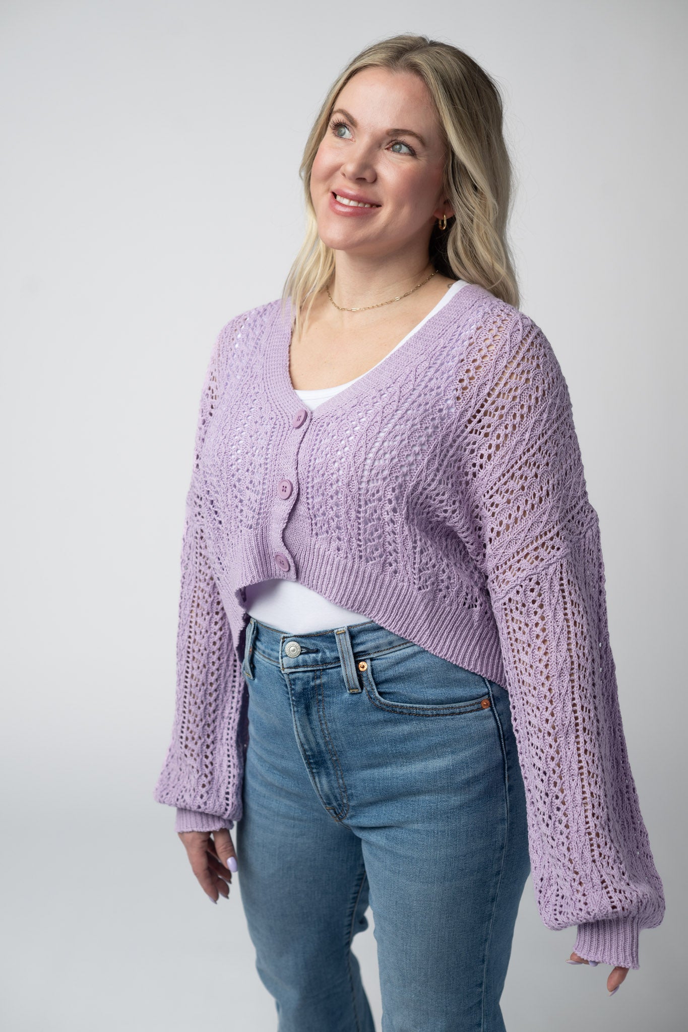 IN STOCK Callie Cropped Cardigan - Lavender - Alonna's Legging Land