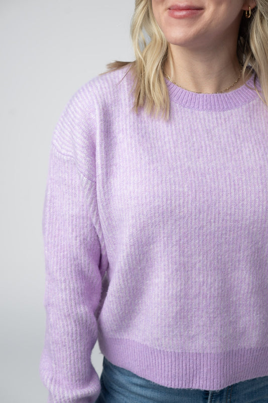 IN STOCK Josie Cozy Crew Sweater - Lavender - Alonna's Legging Land