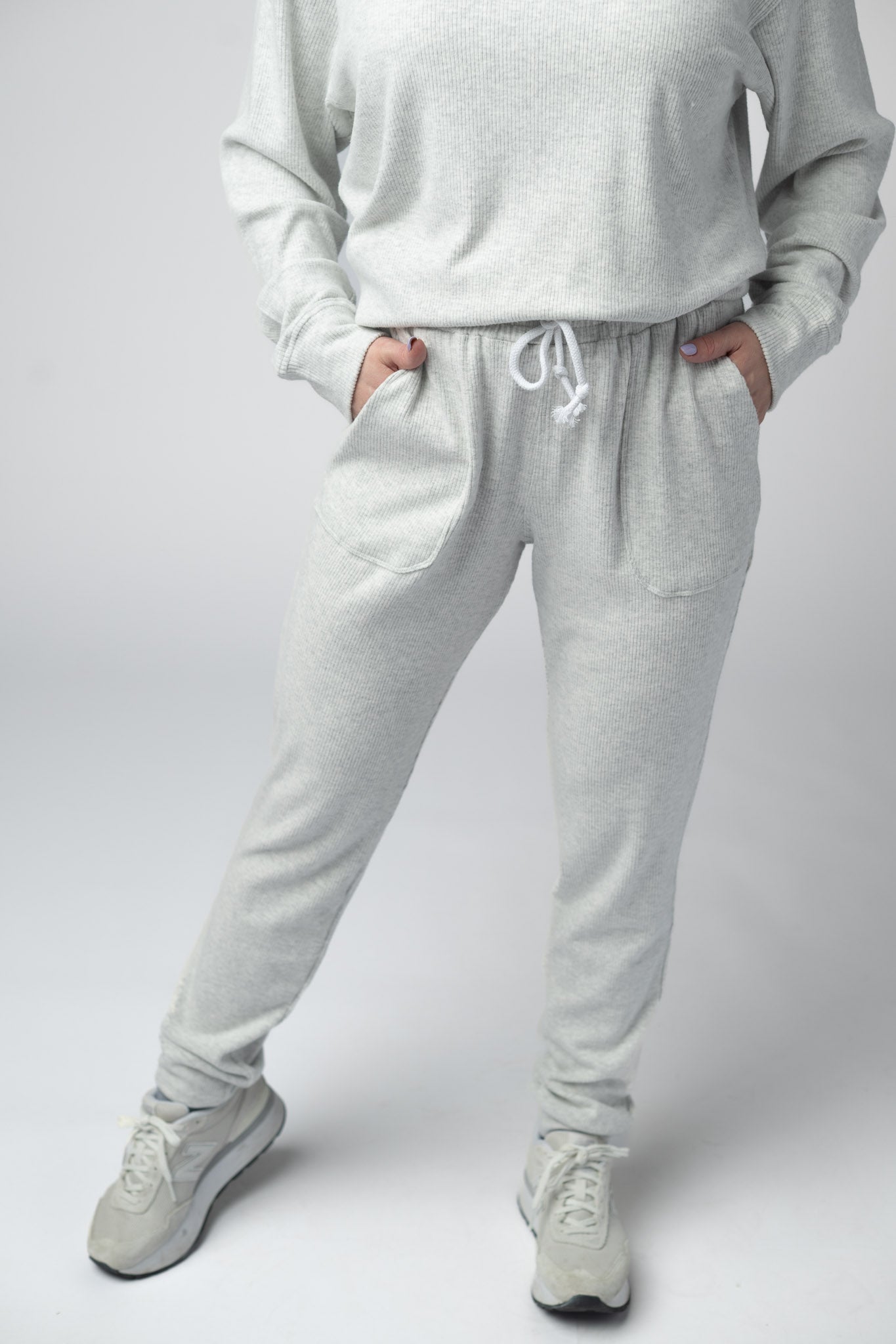 IN STOCK Corrine Joggers - Light Grey - Alonna's Legging Land
