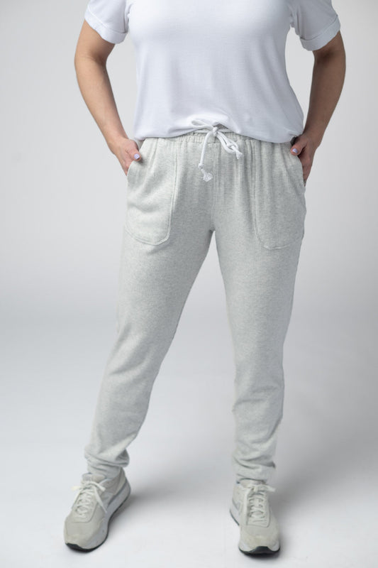 IN STOCK Corrine Joggers - Light Grey - Alonna's Legging Land