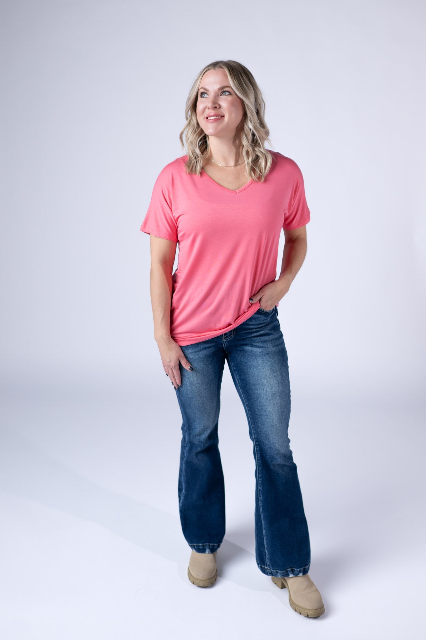 IN STOCK Chloe Cozy Tee - Sun Kissed Coral - Alonna's Legging Land