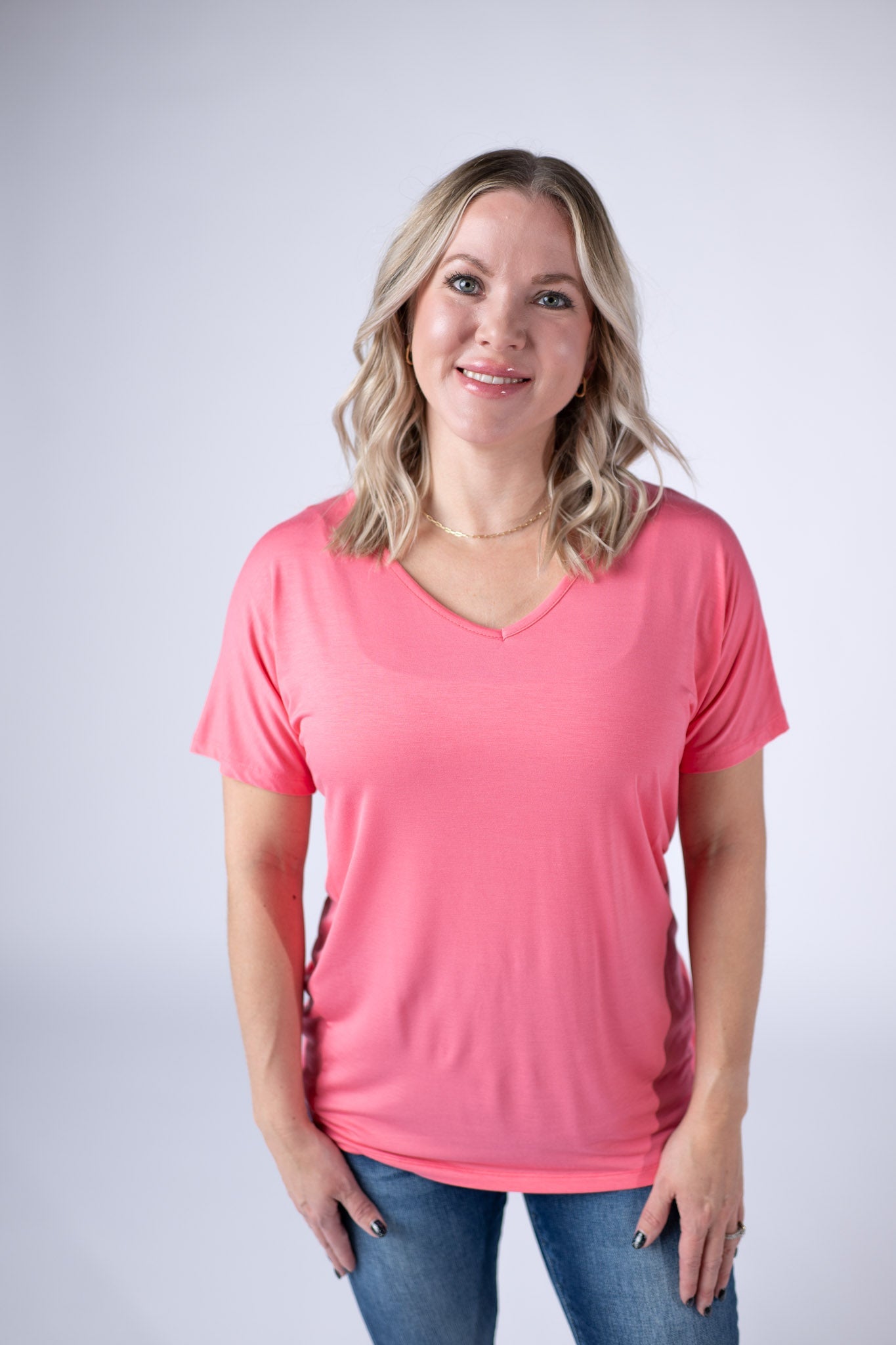 IN STOCK Chloe Cozy Tee - Sun Kissed Coral - Alonna's Legging Land