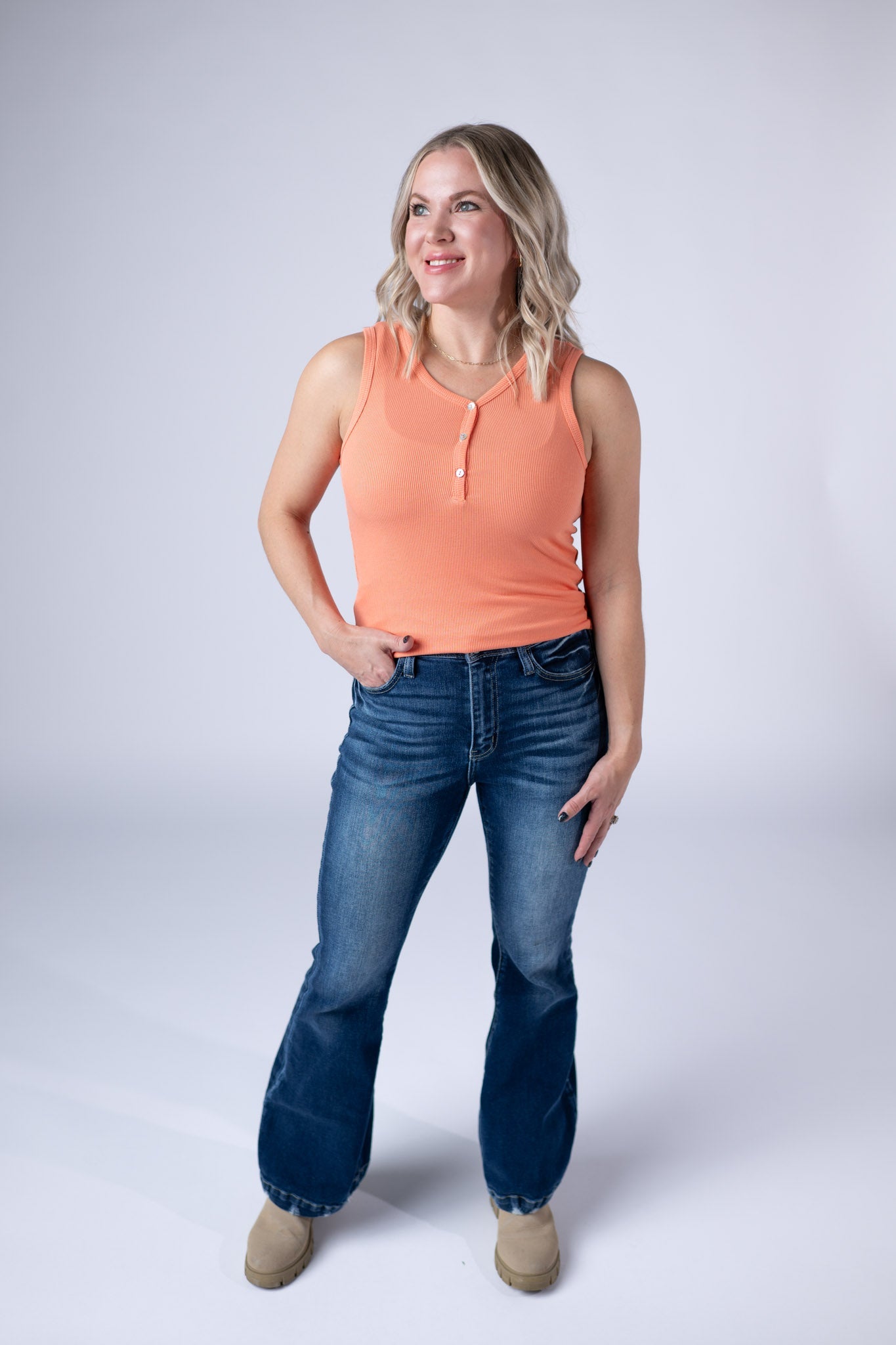 IN STOCK Addison Tank - Orange - Alonna's Legging Land