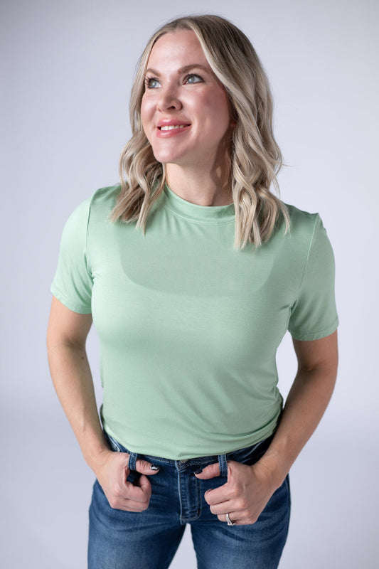 IN STOCK Blair Short Sleeve Top - Sage - Alonna's Legging Land