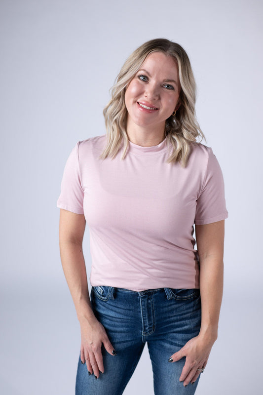 IN STOCK Blair Short Sleeve Top - Blush - Alonna's Legging Land