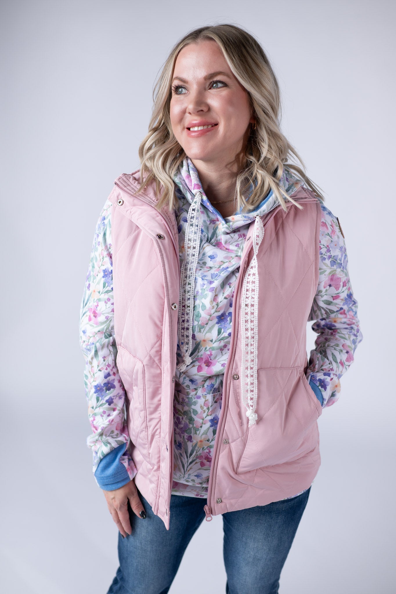 IN STOCK Remy Zip Up Vest - Blush - Alonna's Legging Land