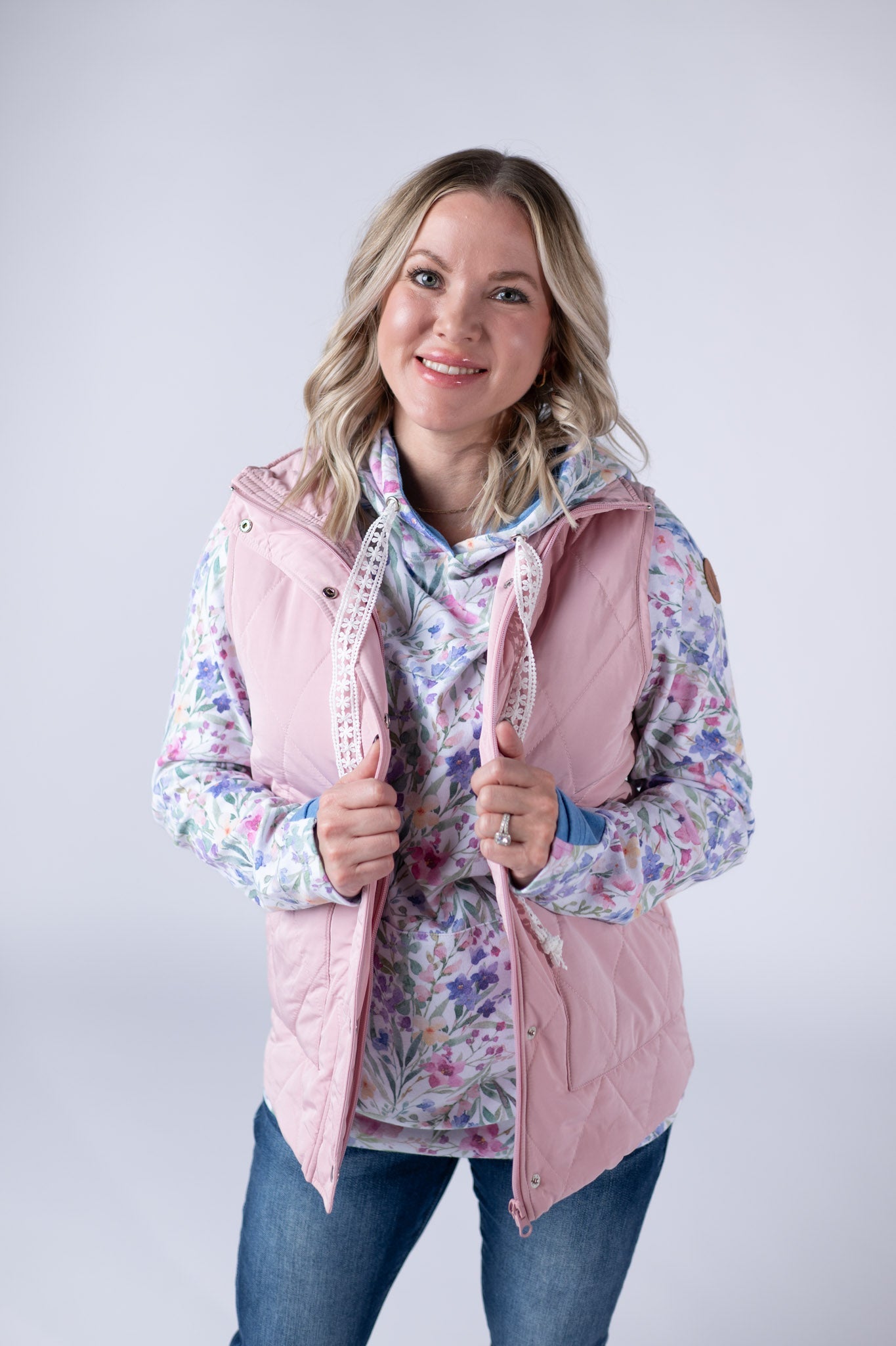 IN STOCK Remy Zip Up Vest - Blush - Alonna's Legging Land