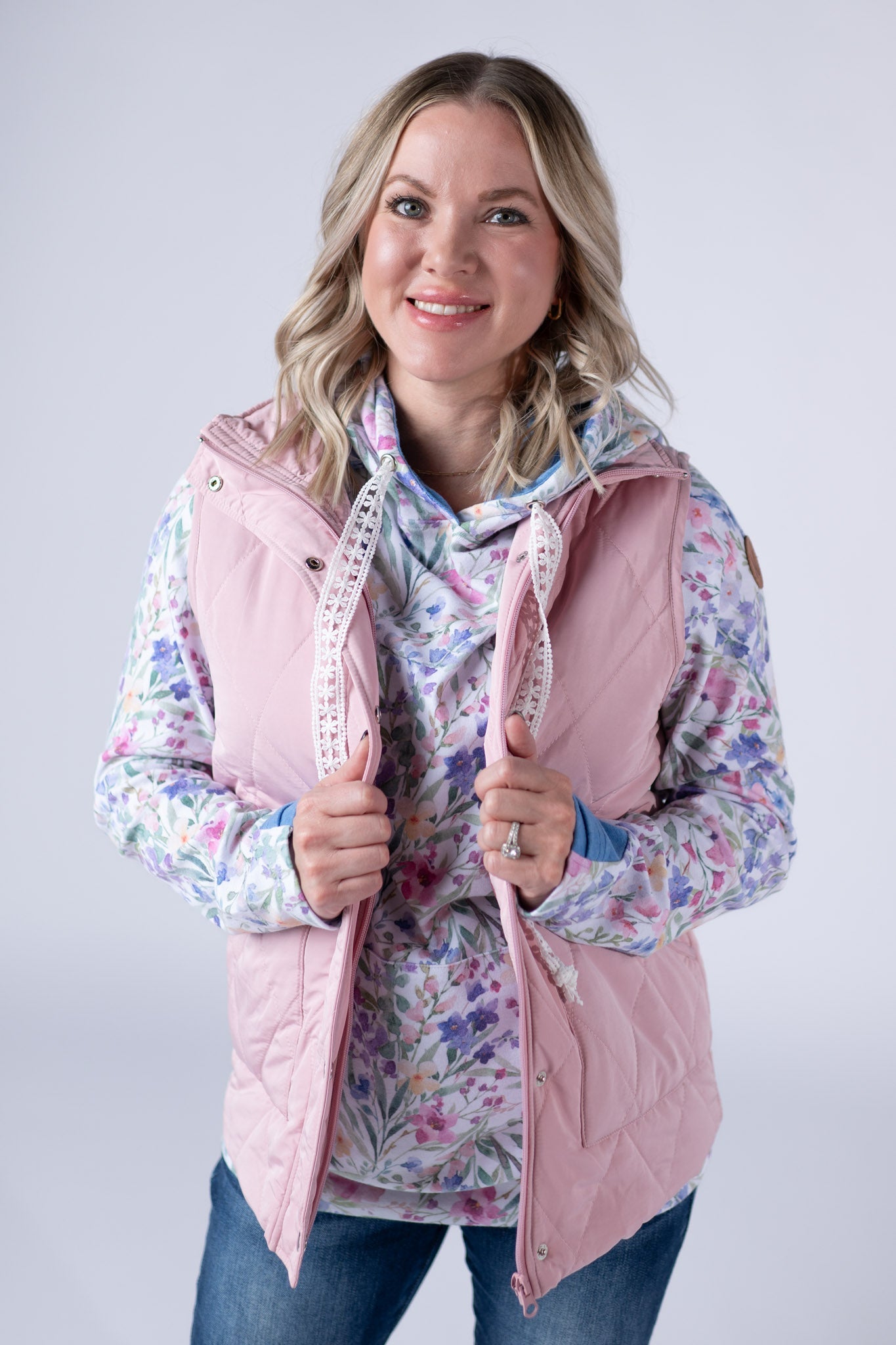 IN STOCK Remy Zip Up Vest - Blush - Alonna's Legging Land