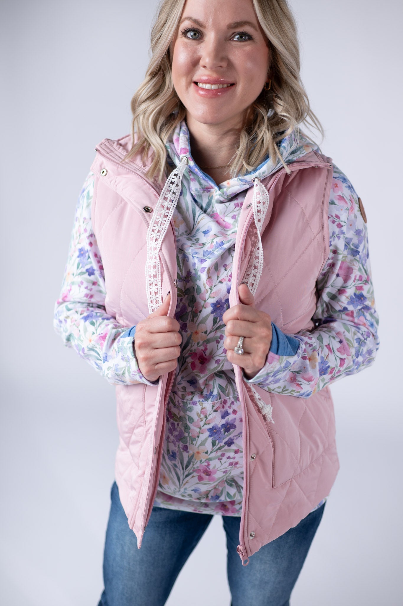 IN STOCK Remy Zip Up Vest - Blush - Alonna's Legging Land