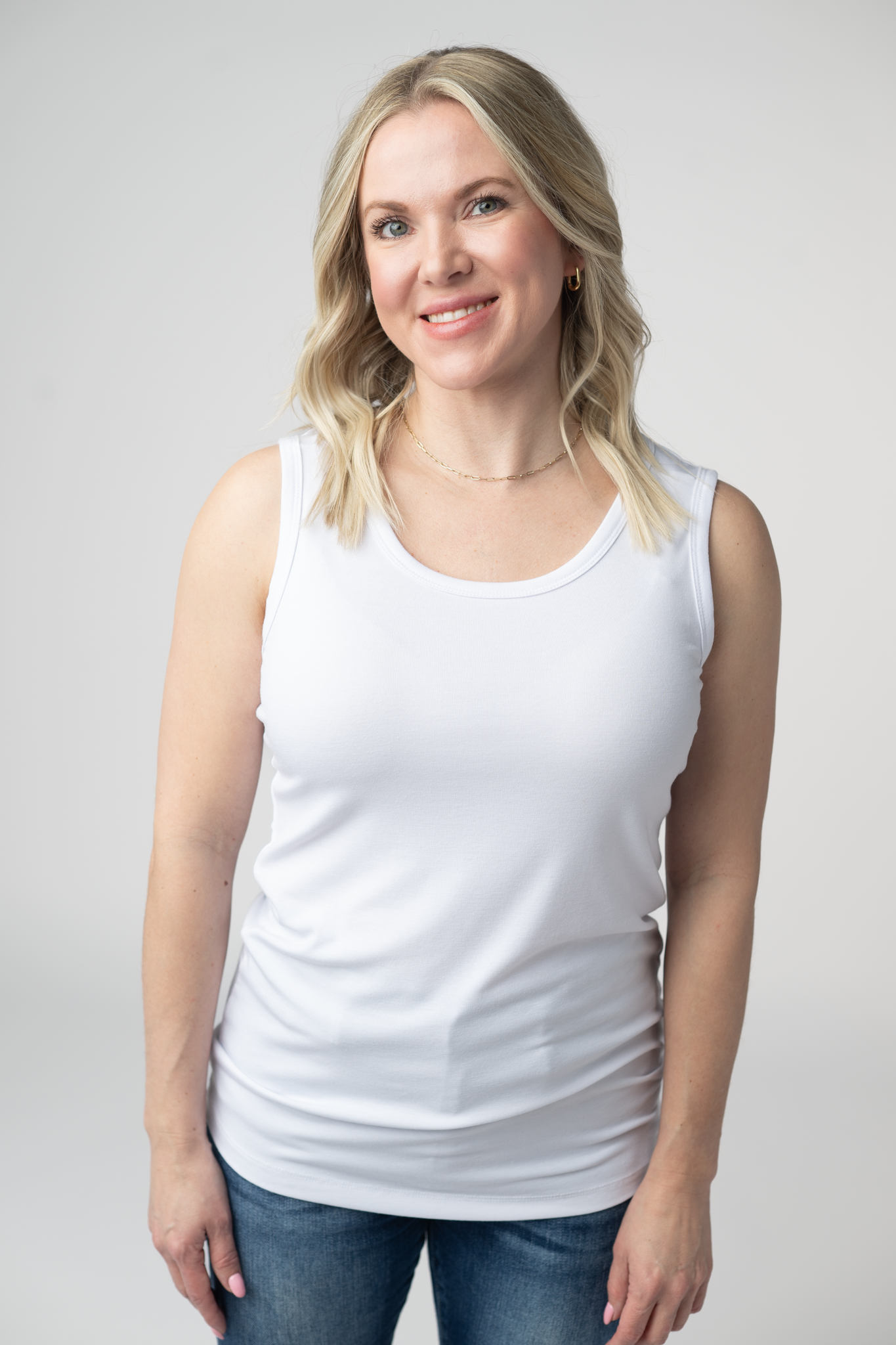 IN STOCK Ava Tank- White - Alonna's Legging Land