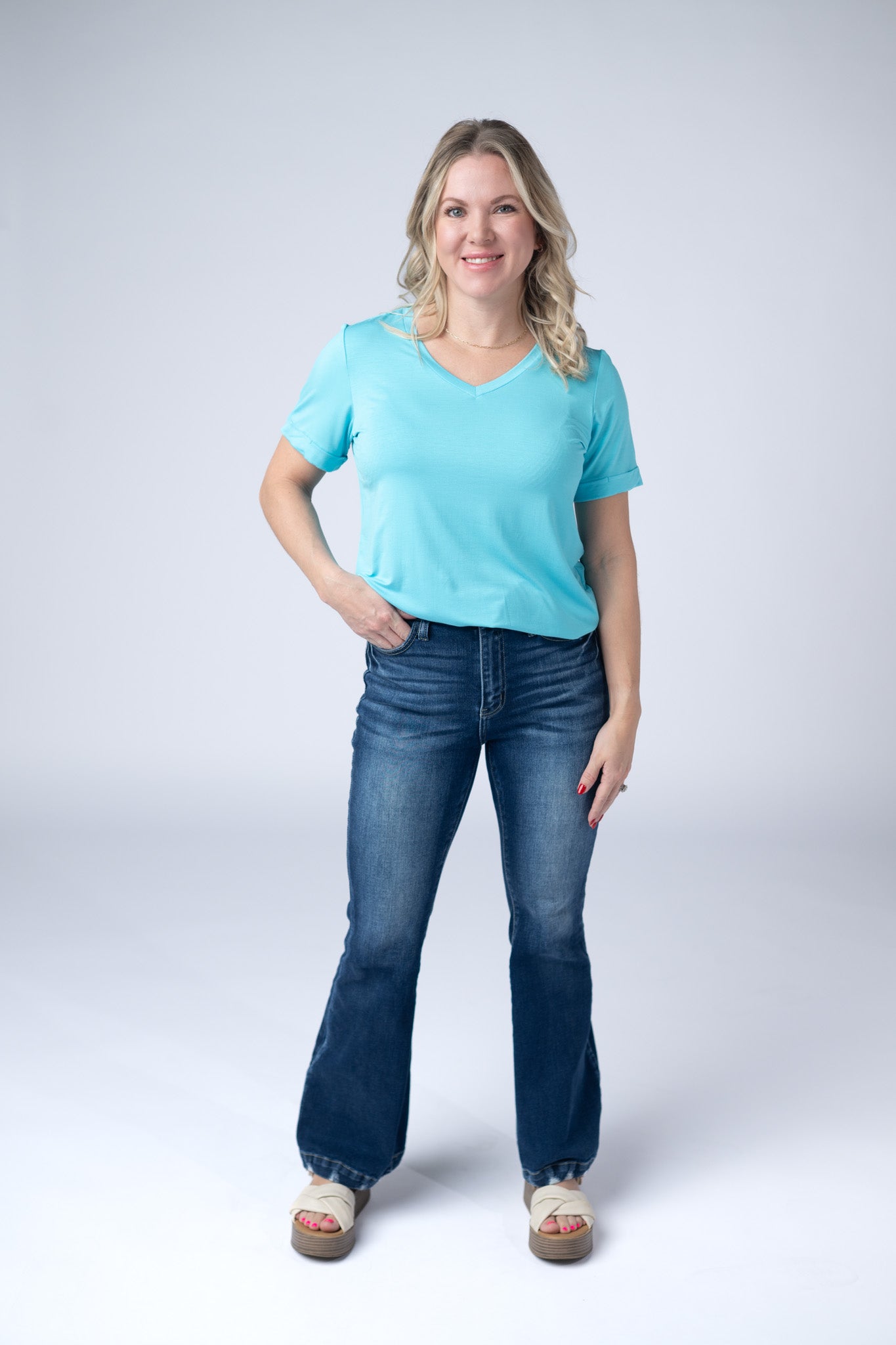 IN STOCK Sophie Tee - Aqua Blue - Alonna's Legging Land