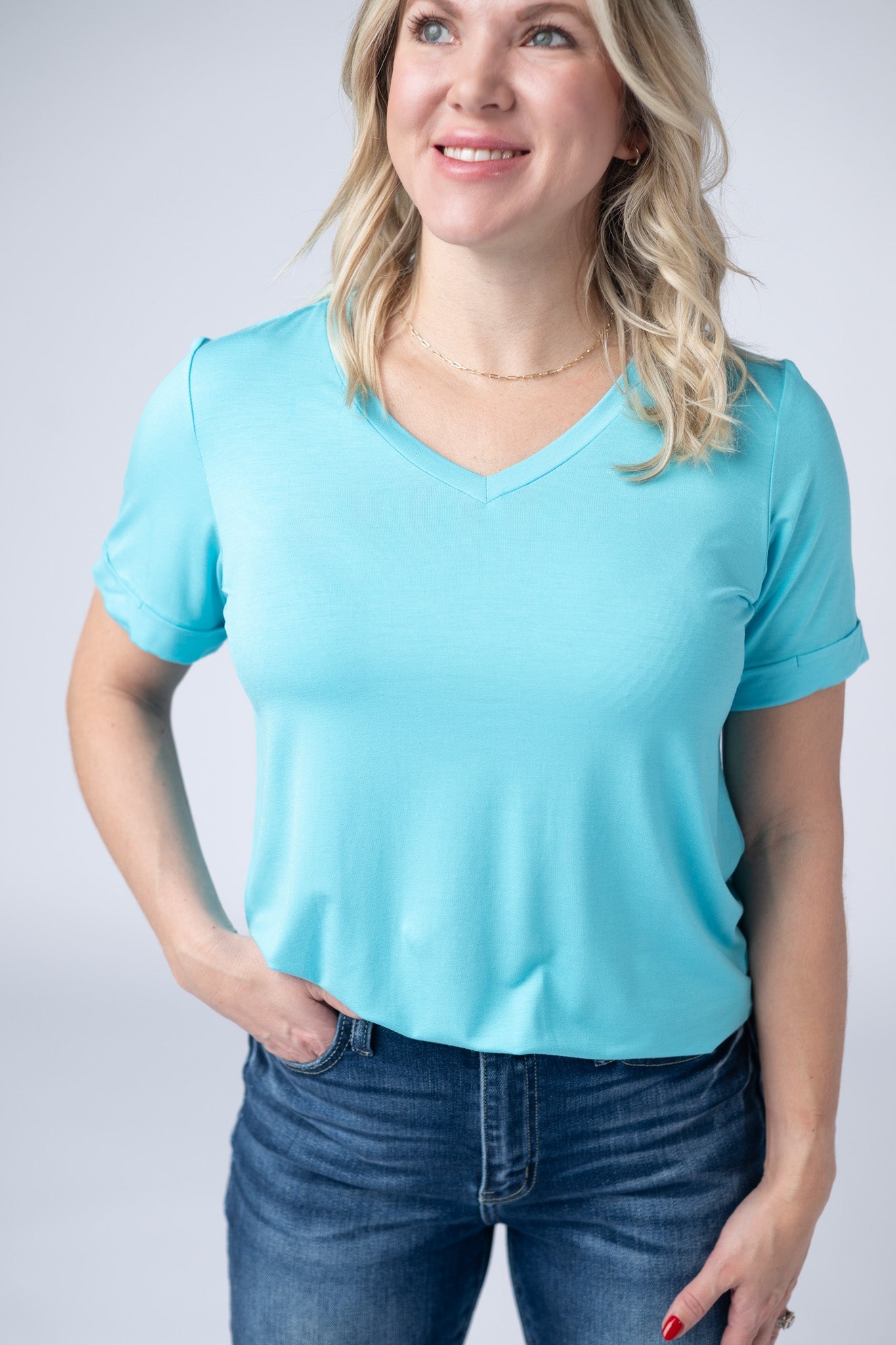 IN STOCK Sophie Tee - Aqua Blue - Alonna's Legging Land