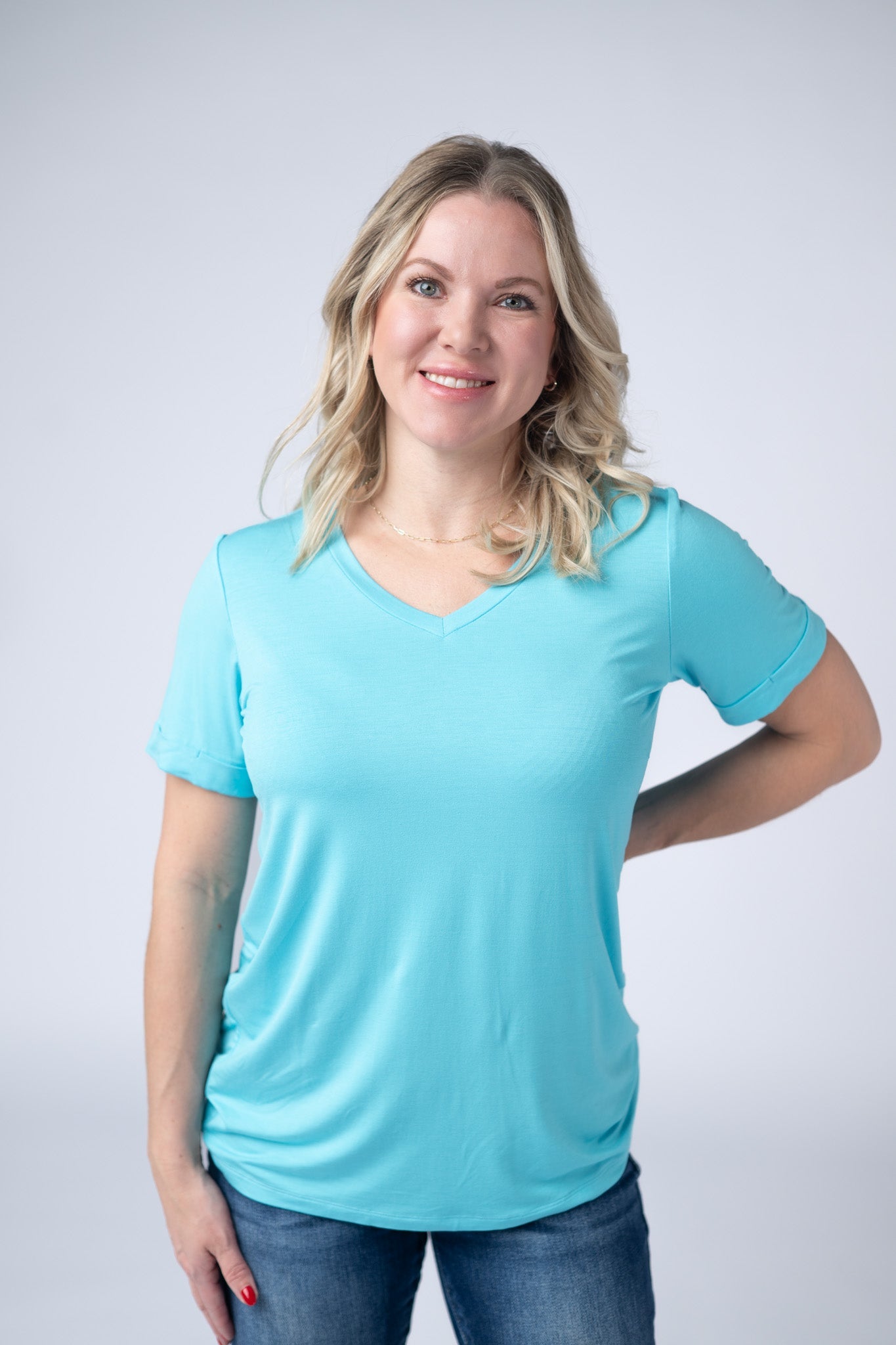 IN STOCK Sophie Tee - Aqua Blue - Alonna's Legging Land