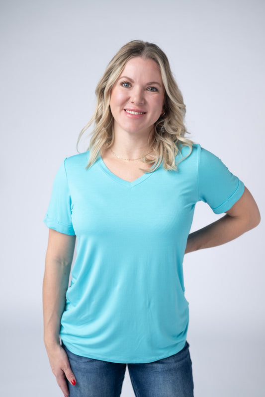 IN STOCK Sophie Tee - Aqua Blue - Alonna's Legging Land