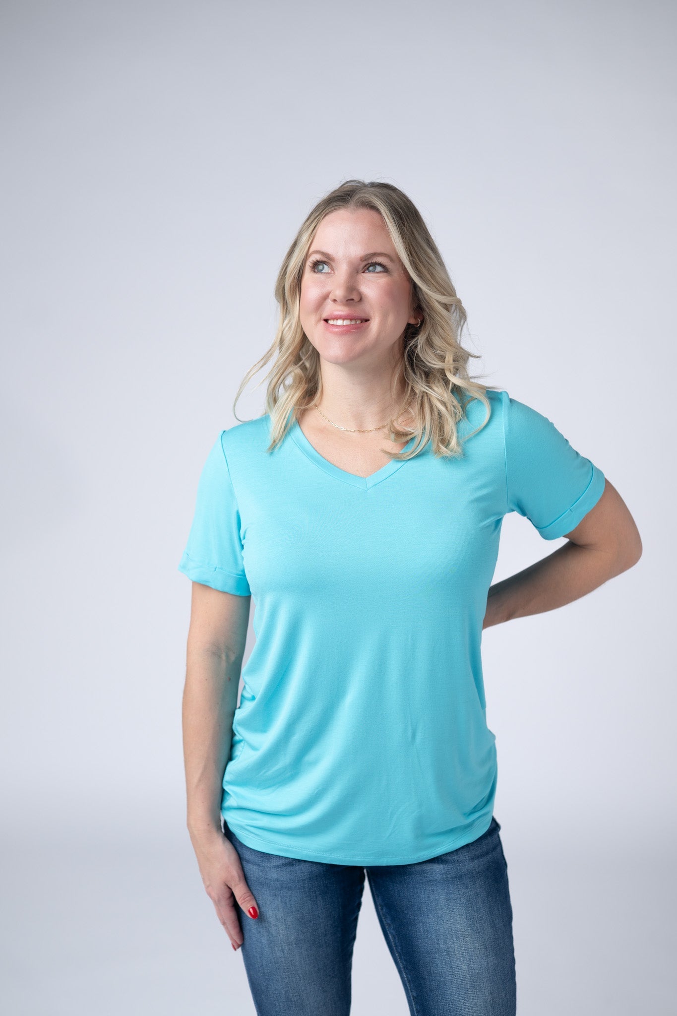 IN STOCK Sophie Tee - Aqua Blue - Alonna's Legging Land
