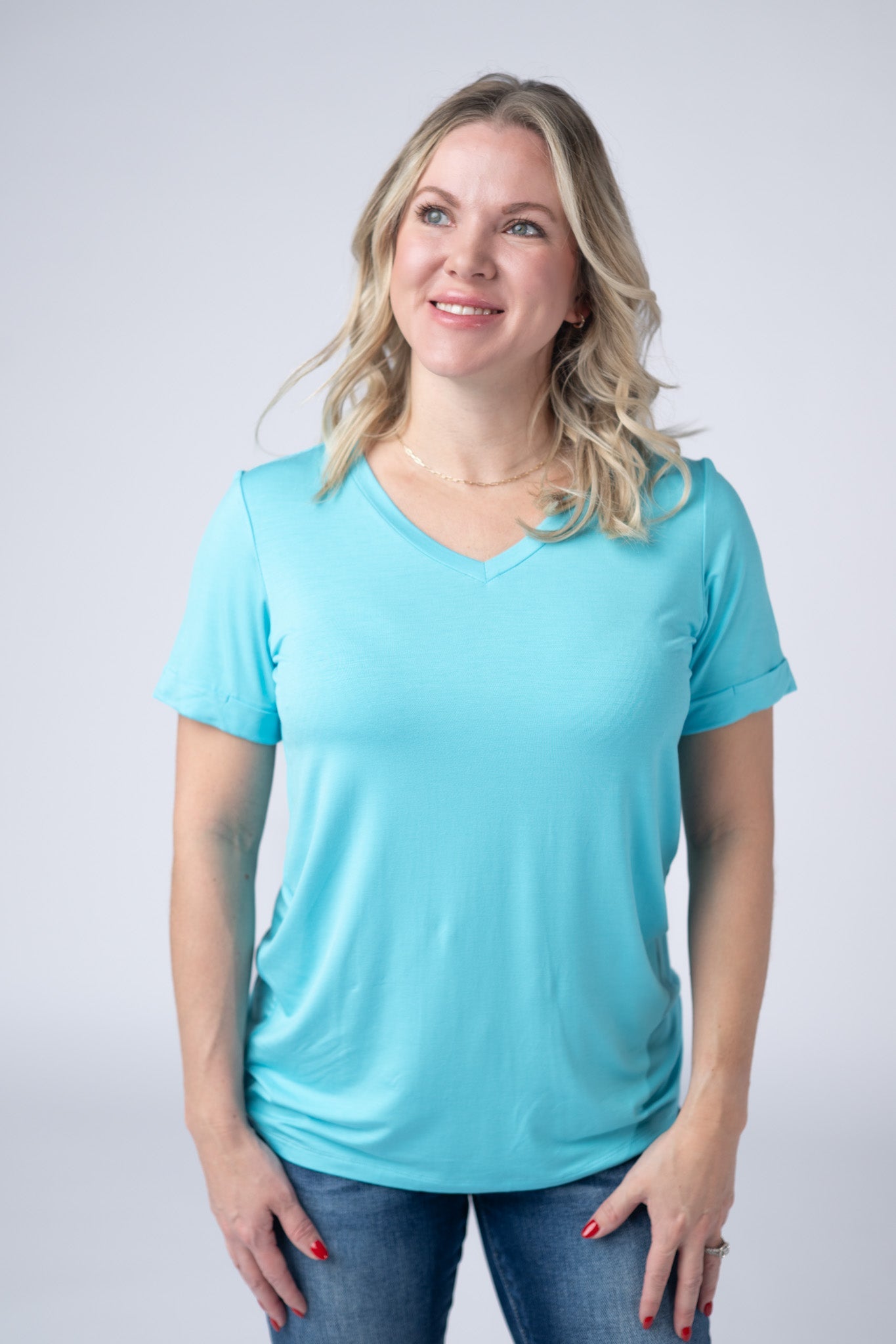 IN STOCK Sophie Tee - Aqua Blue - Alonna's Legging Land