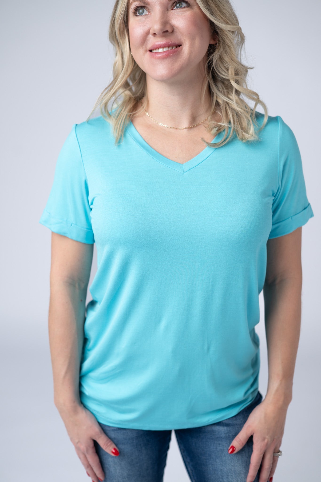 IN STOCK Sophie Tee - Aqua Blue - Alonna's Legging Land