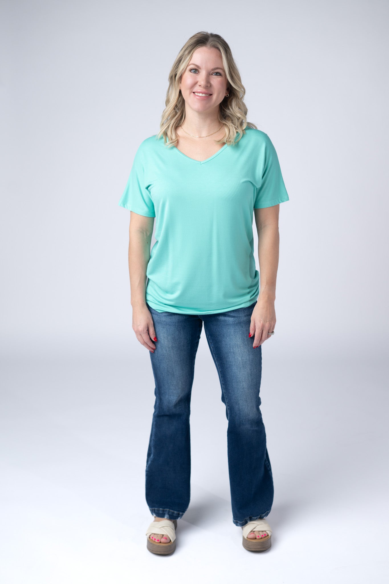 IN STOCK Chloe Cozy Tee - Turquoise - Alonna's Legging Land