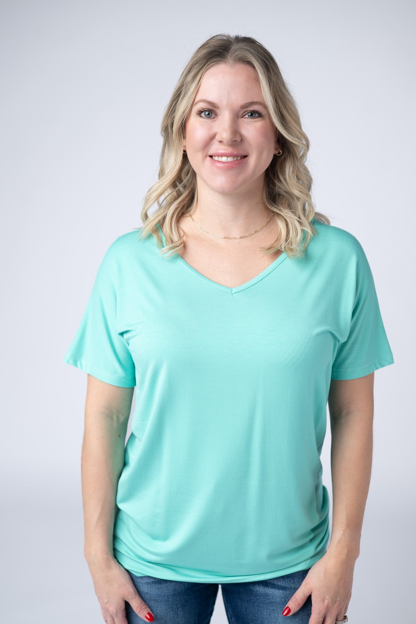 IN STOCK Chloe Cozy Tee - Turquoise - Alonna's Legging Land