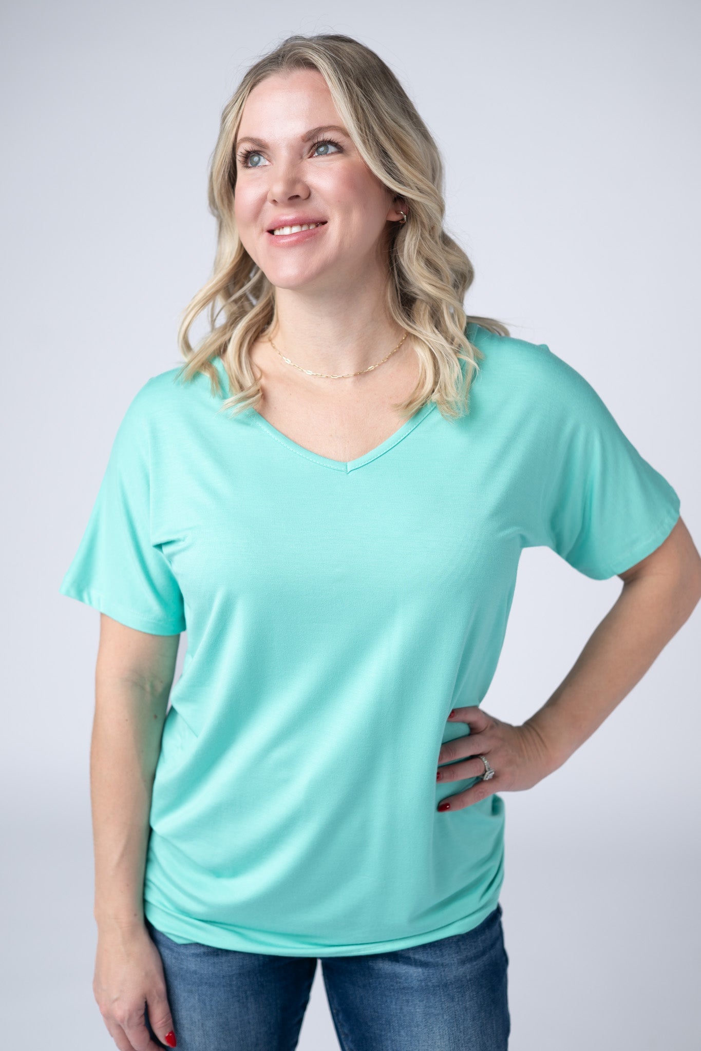 IN STOCK Chloe Cozy Tee - Turquoise - Alonna's Legging Land
