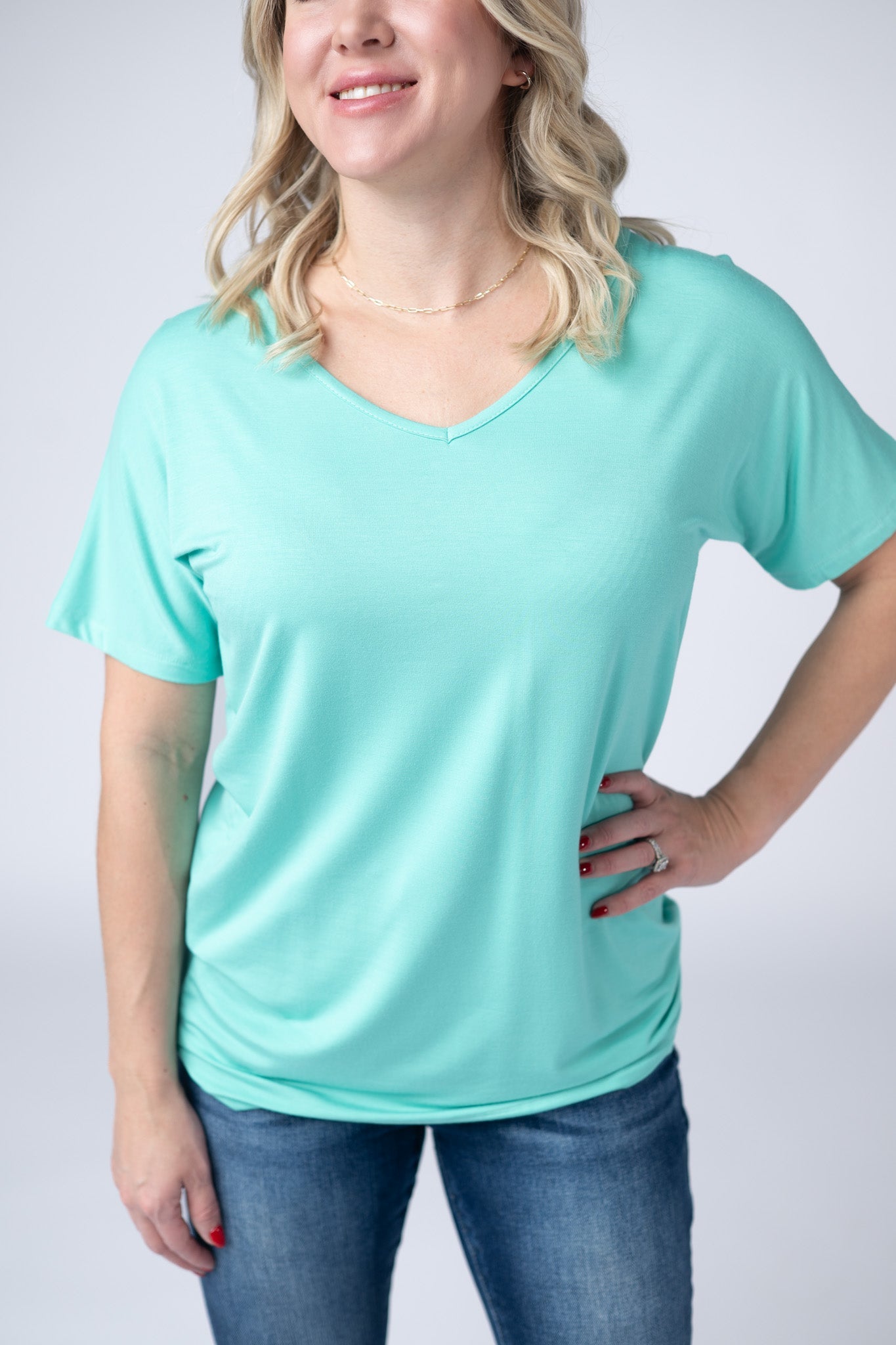 IN STOCK Chloe Cozy Tee - Turquoise - Alonna's Legging Land