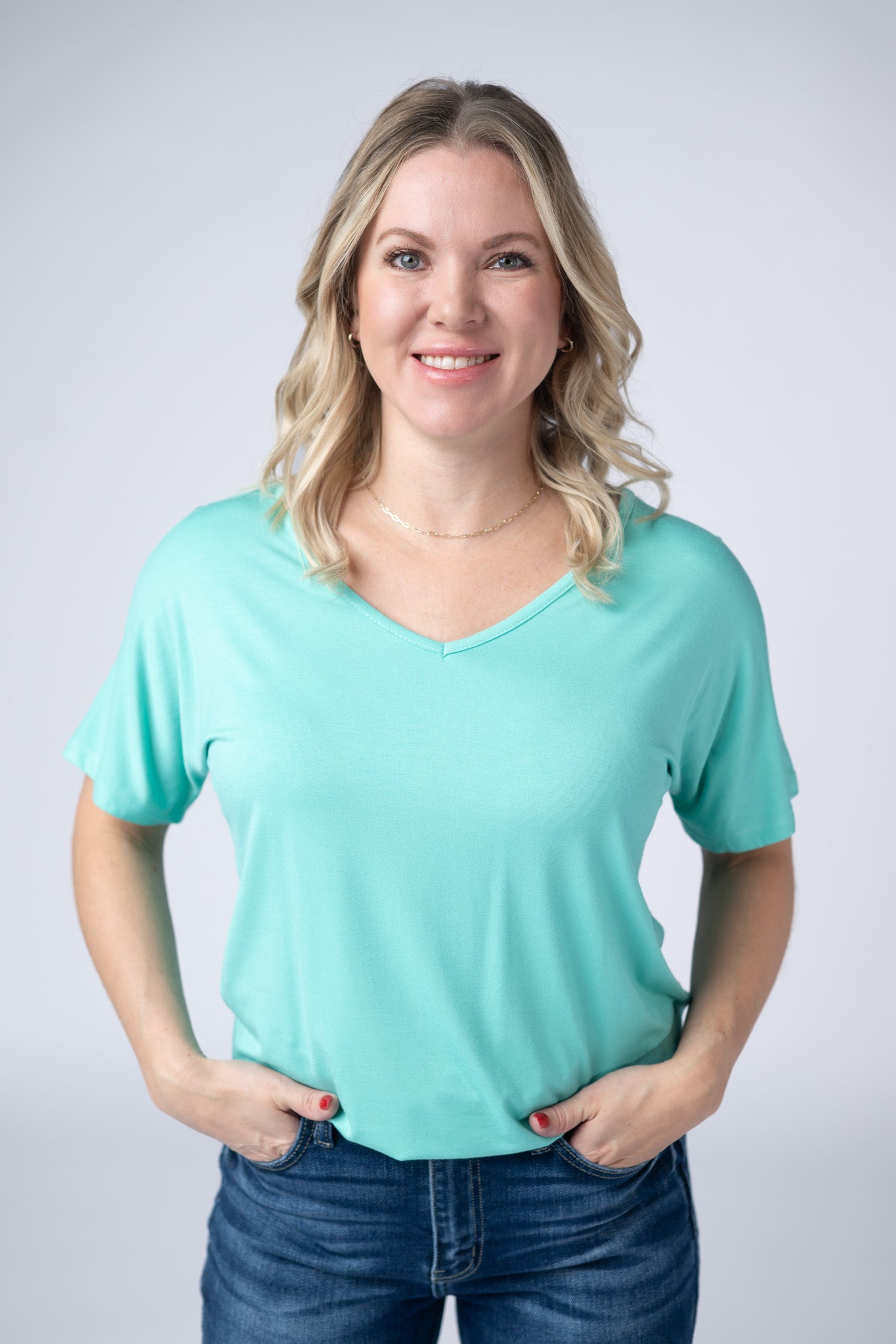 IN STOCK Chloe Cozy Tee - Turquoise - Alonna's Legging Land