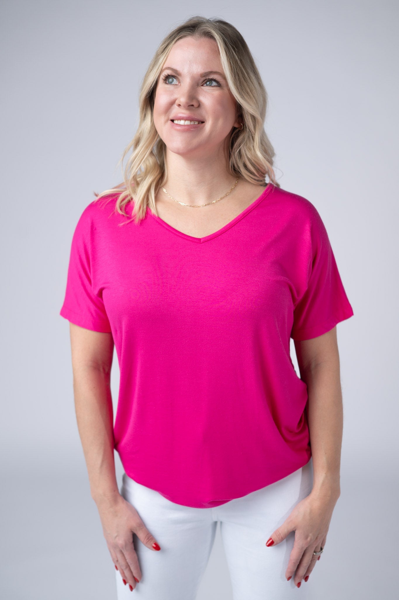 IN STOCK Chloe Cozy Tee - Hot Pink - Alonna's Legging Land
