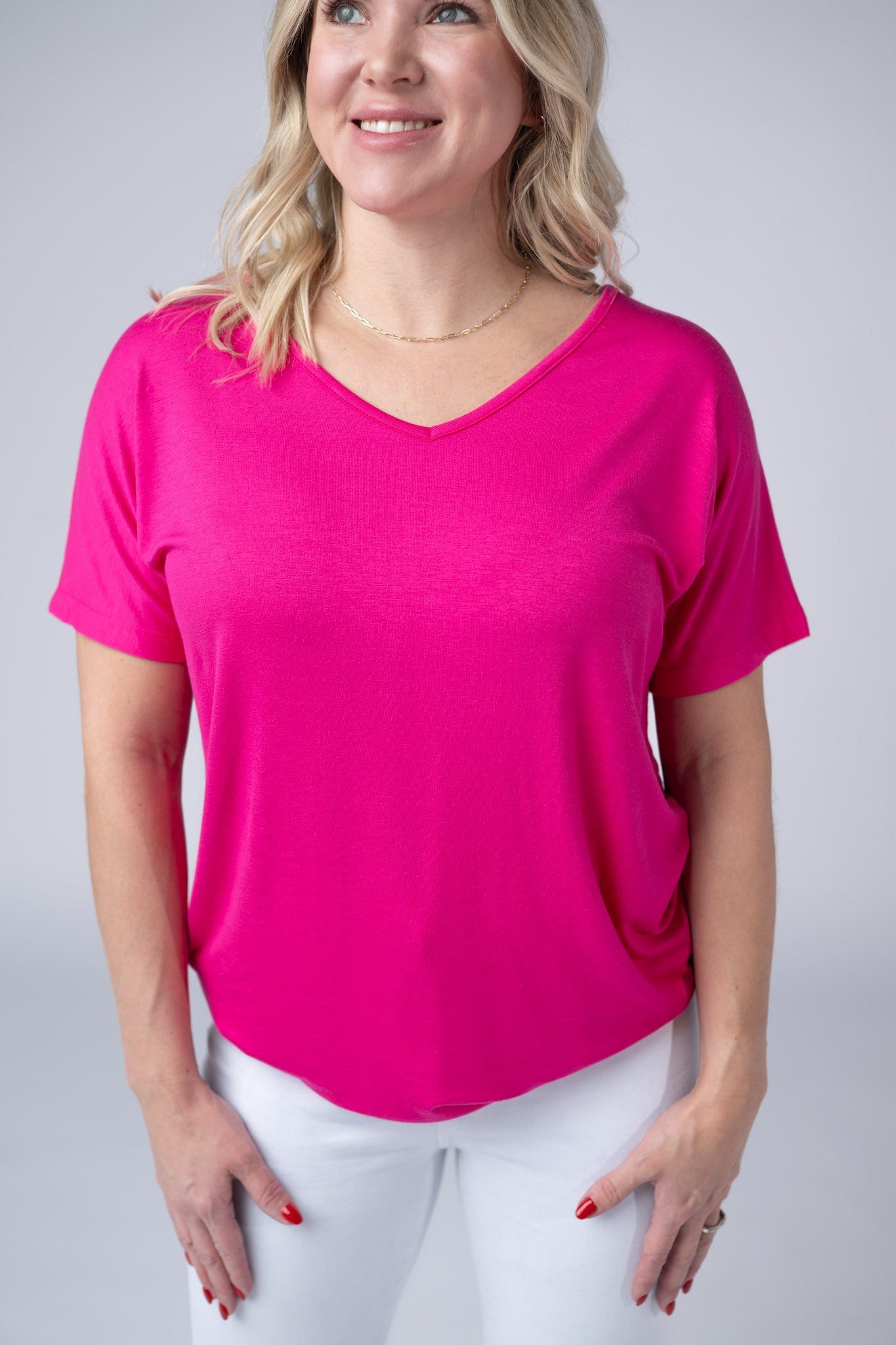 IN STOCK Chloe Cozy Tee - Hot Pink - Alonna's Legging Land