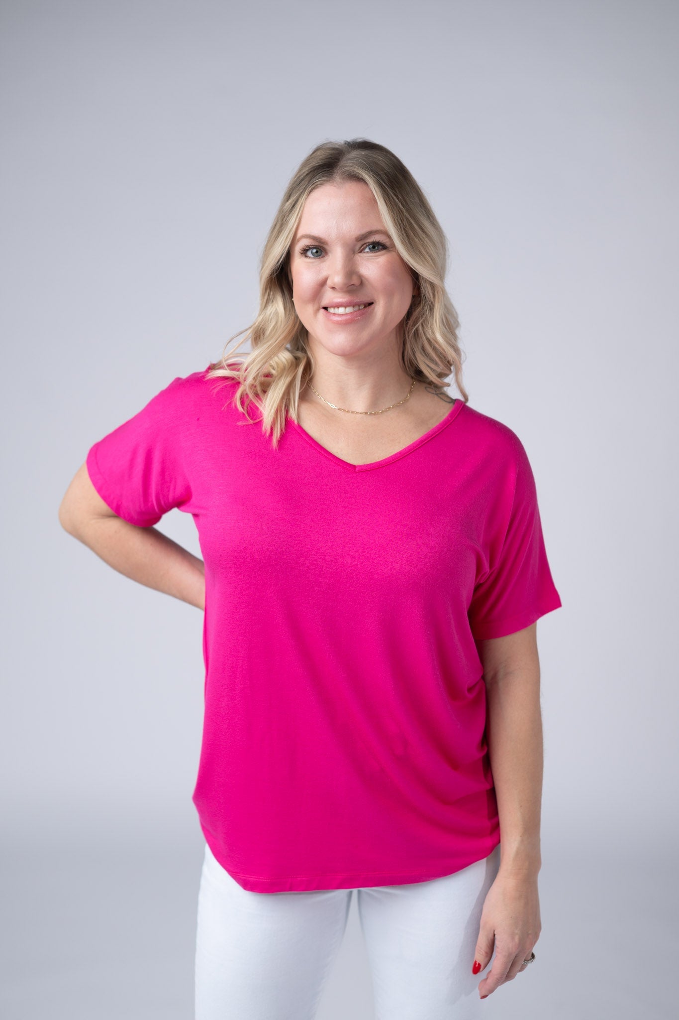 IN STOCK Chloe Cozy Tee - Hot Pink - Alonna's Legging Land