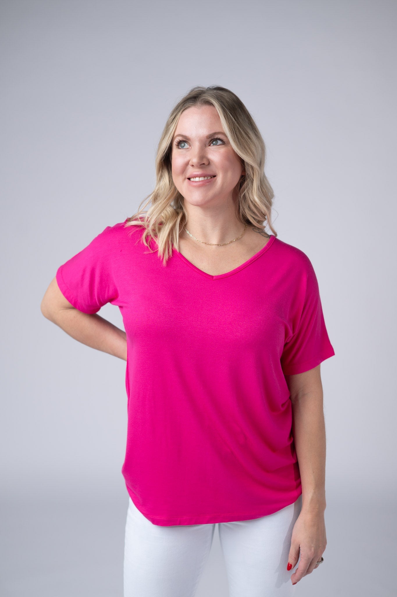 IN STOCK Chloe Cozy Tee - Hot Pink - Alonna's Legging Land