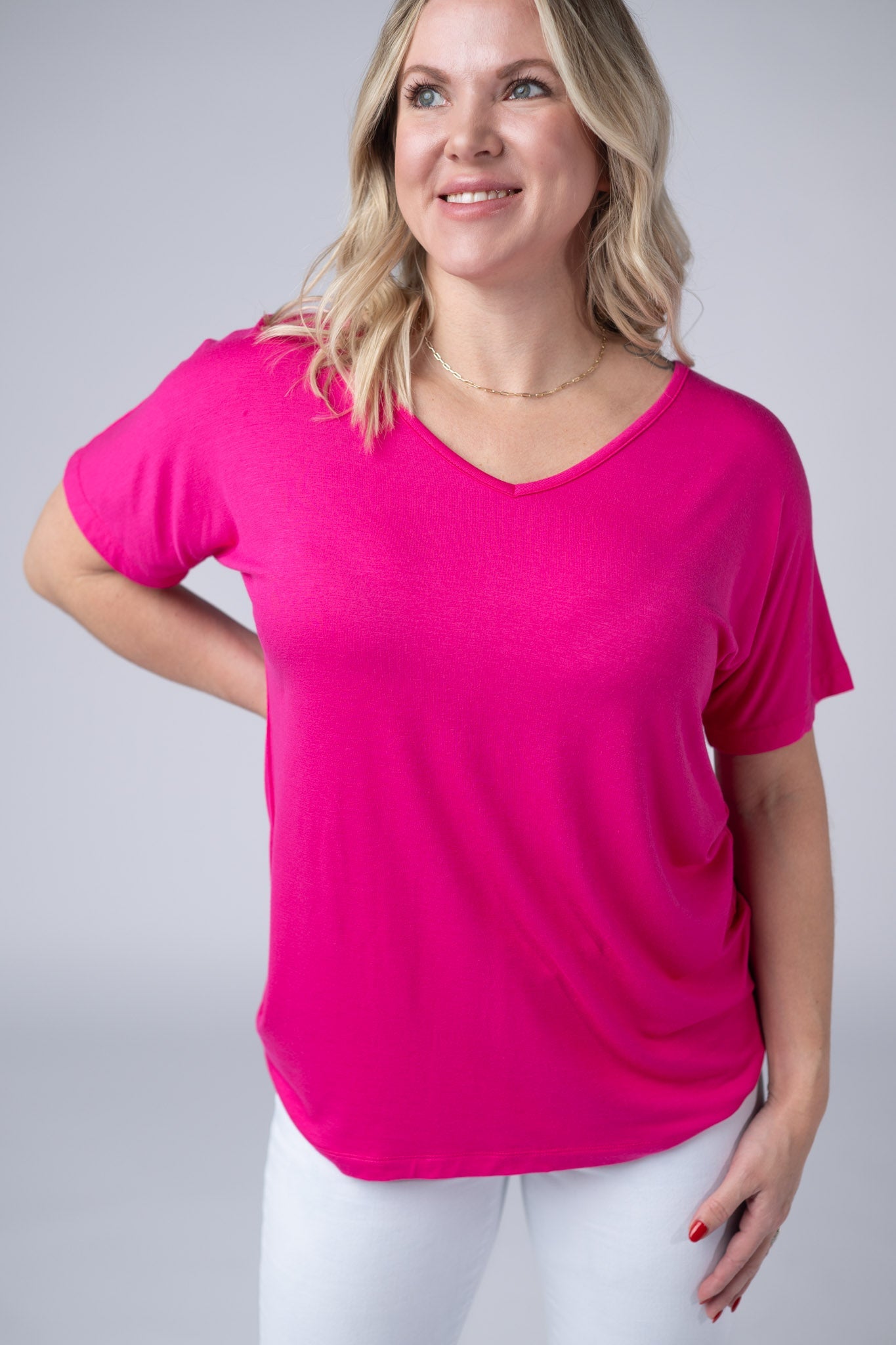 IN STOCK Chloe Cozy Tee - Hot Pink - Alonna's Legging Land