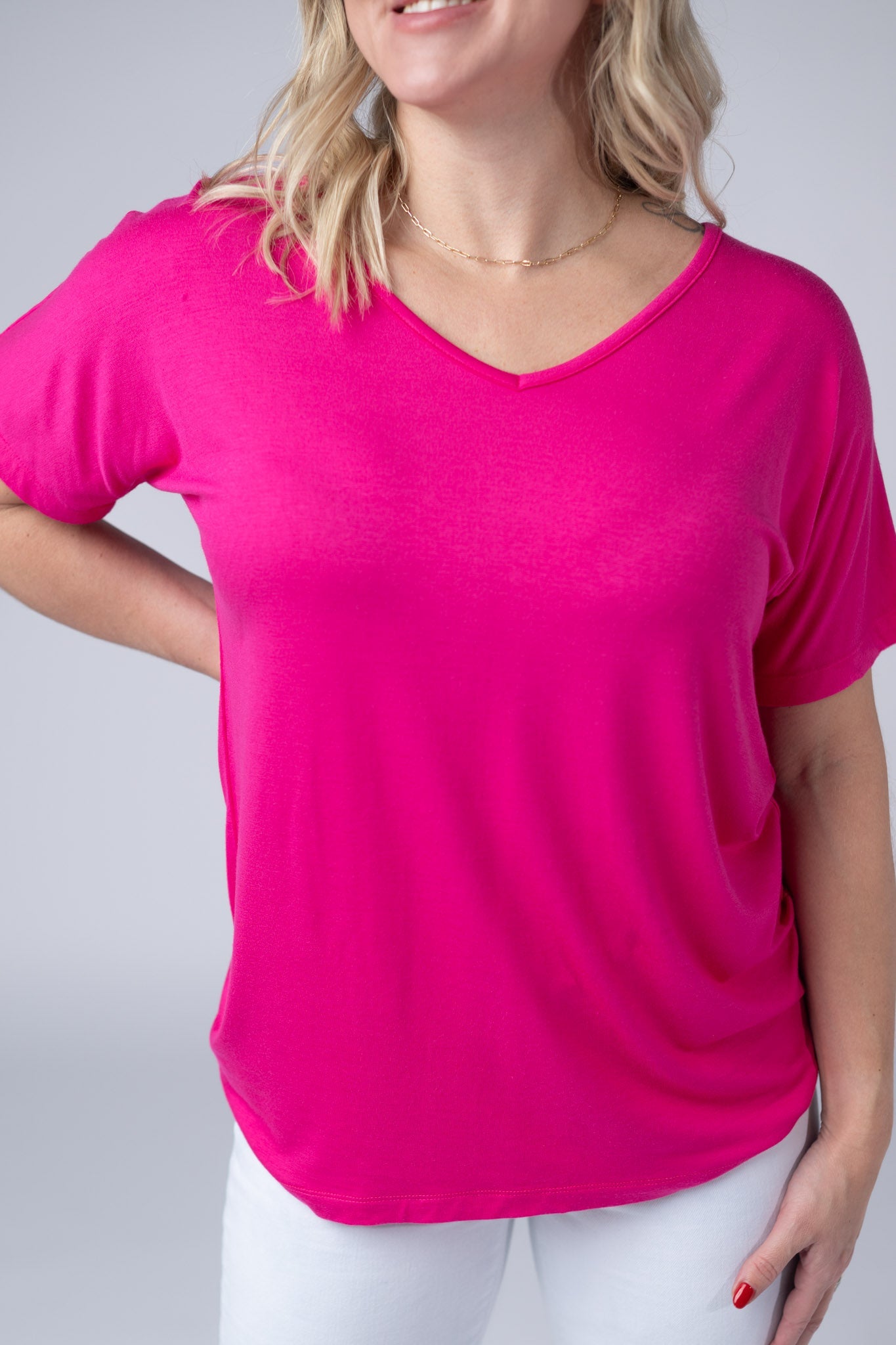 IN STOCK Chloe Cozy Tee - Hot Pink - Alonna's Legging Land