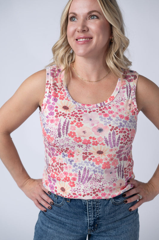 IN STOCK Ava Tank - Coral Sunset Floral - Alonna's Legging Land