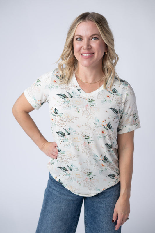 IN STOCK Sophie Tee - Vintage Floral - Alonna's Legging Land