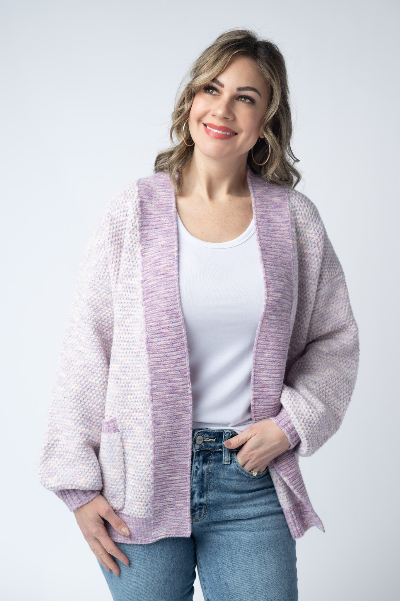 IN STOCK Kinsley Cardigan - Purple Mix - Alonna's Legging Land