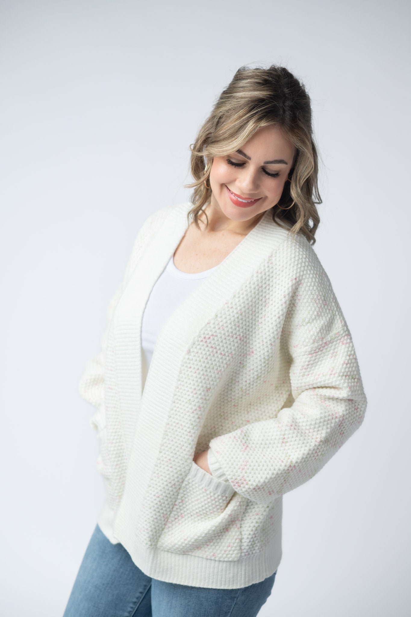 IN STOCK Kinsley Cardigan - Pink and Green Mix - Alonna's Legging Land