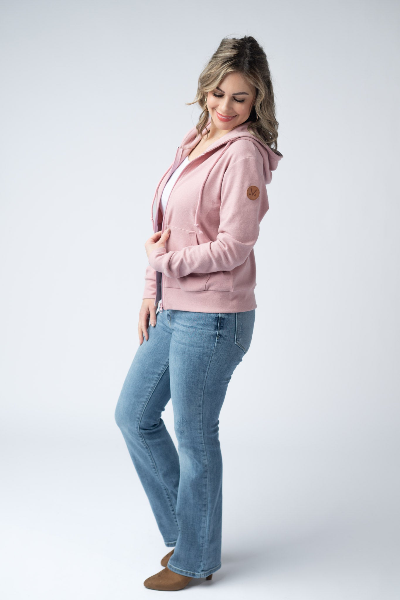 IN STOCK Fullzip Hoodie - Dusty Pink - Alonna's Legging Land