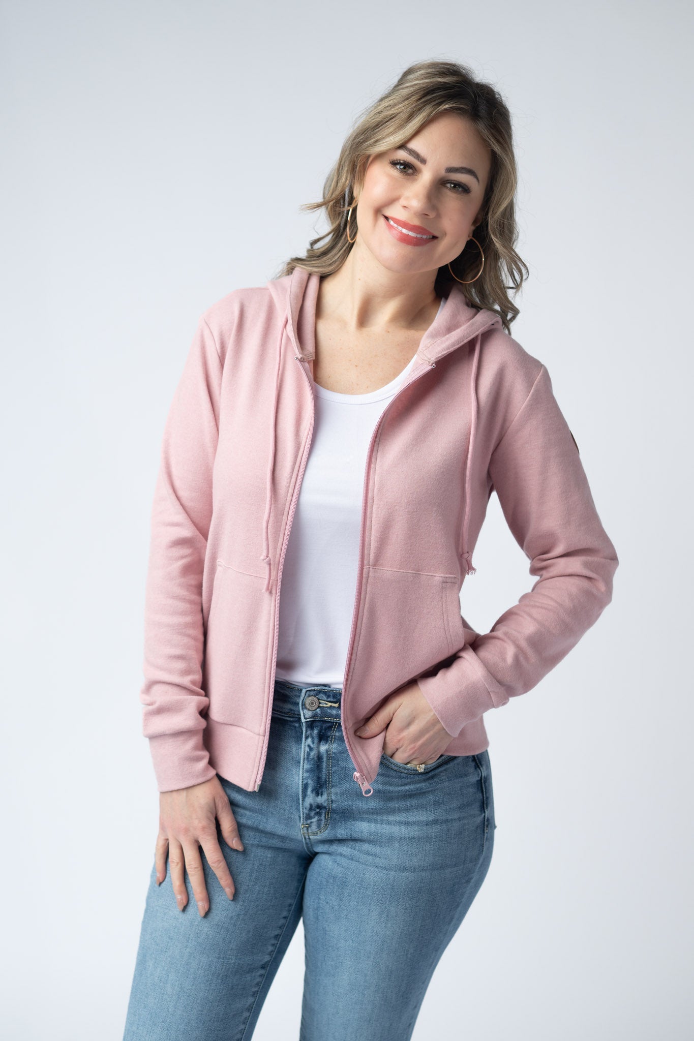 IN STOCK Fullzip Hoodie - Dusty Pink - Alonna's Legging Land
