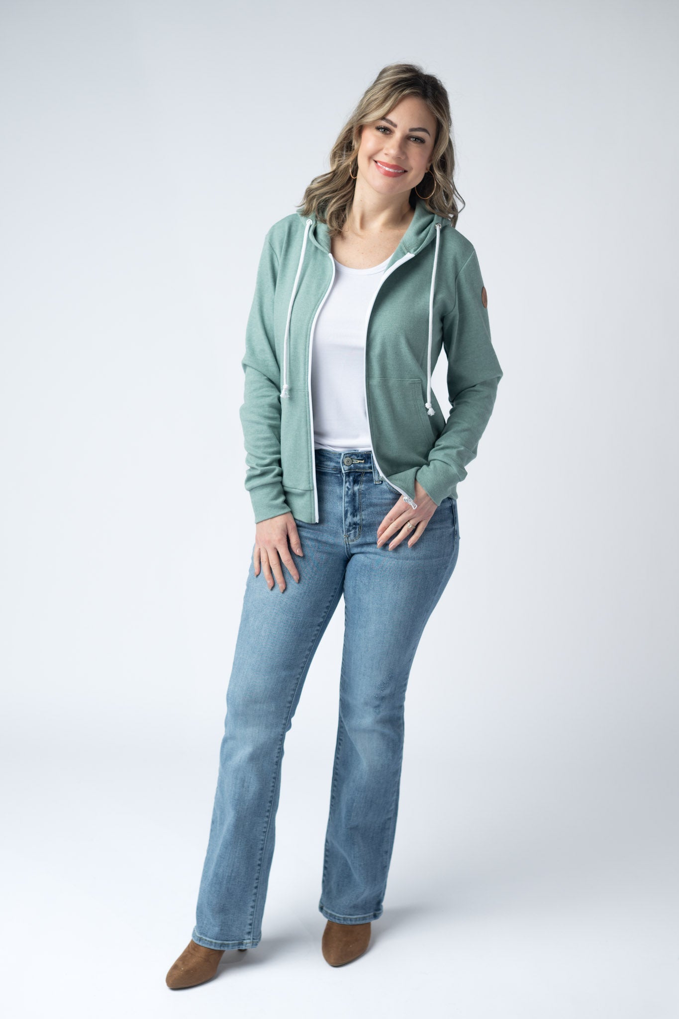 IN STOCK Fullzip Hoodie - Sage - Alonna's Legging Land
