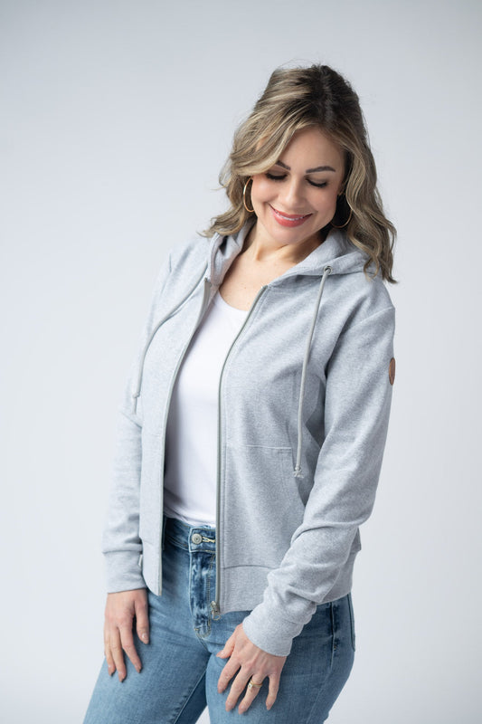 IN STOCK Fullzip Hoodie - Light Grey - Alonna's Legging Land