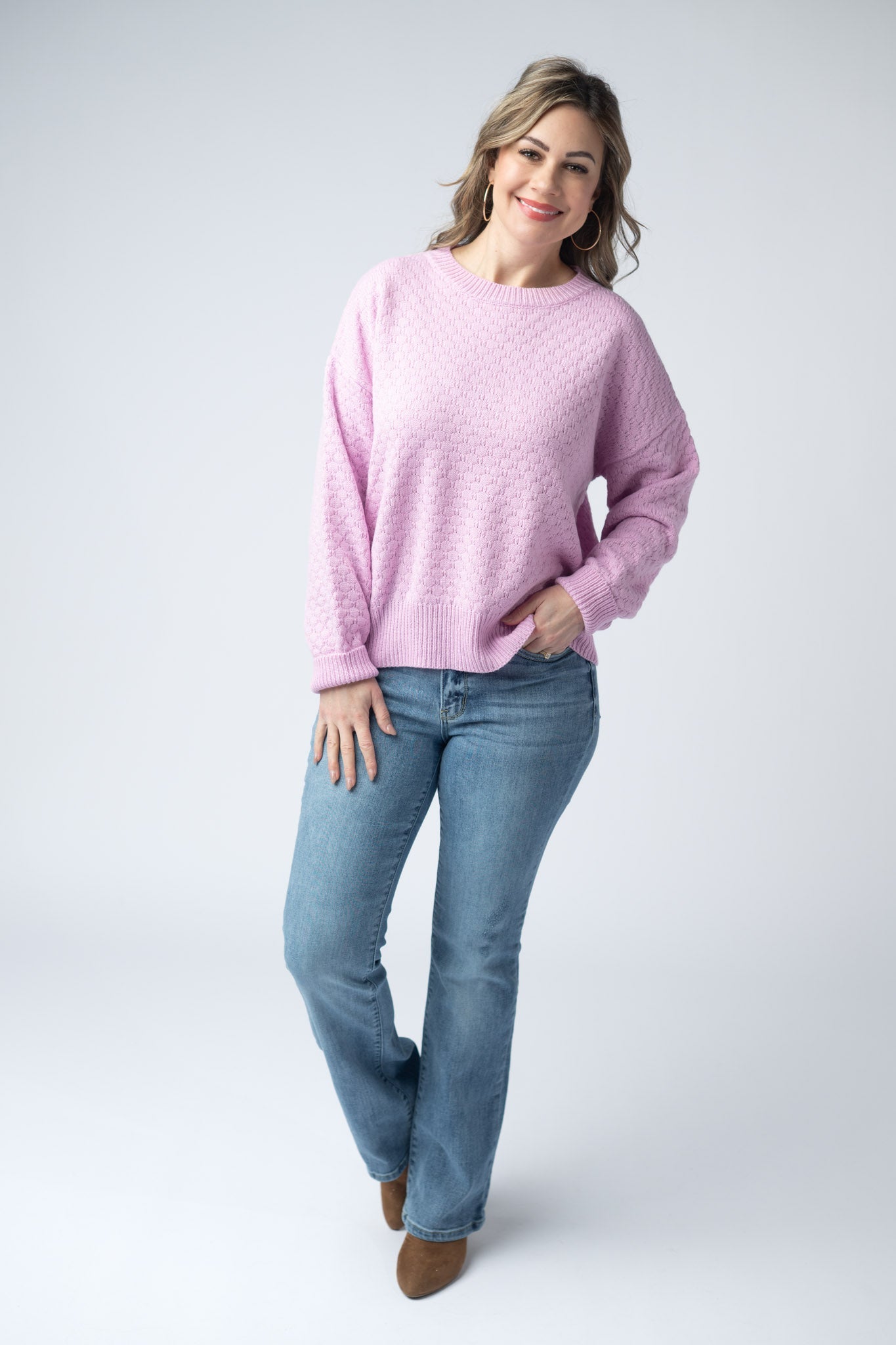 IN STOCK Gianna Pullover Sweater - Pink - Alonna's Legging Land