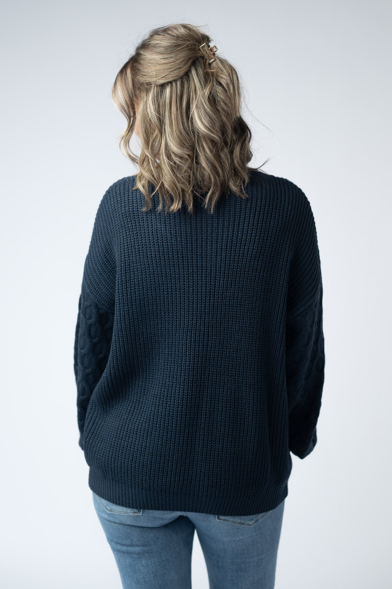 IN STOCK Talina Textured Sweater - Navy - Alonna's Legging Land