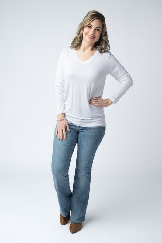 IN STOCK Larissa Long Sleeve - White - Alonna's Legging Land
