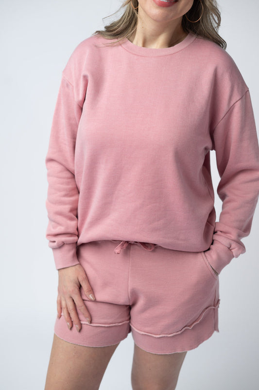 IN STOCK Vintage Wash Pullover - Dusty Pink - Alonna's Legging Land