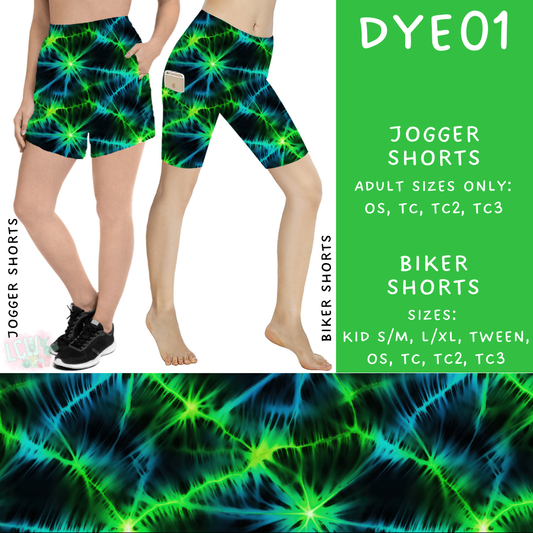 Batch #341 - Tie Dye Collection - Closes 5/19 - ETA early July - DYE01 Biker & Jogger Shorts
