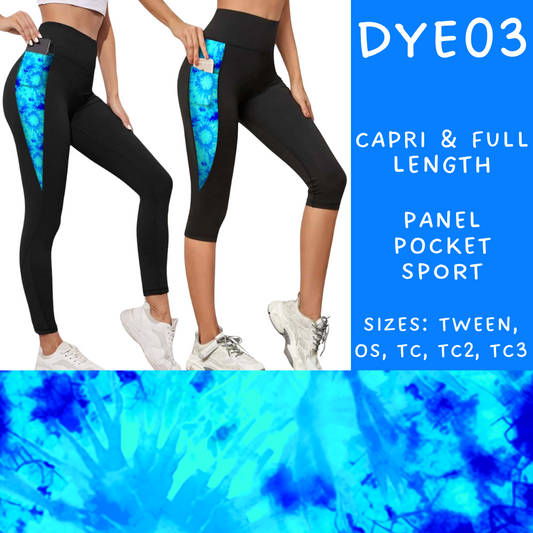 Batch #341 - Tie Dye Collection - Closes 5/19 - ETA early July - DYE03 Panel Pocket Full and Capri Length Leggings