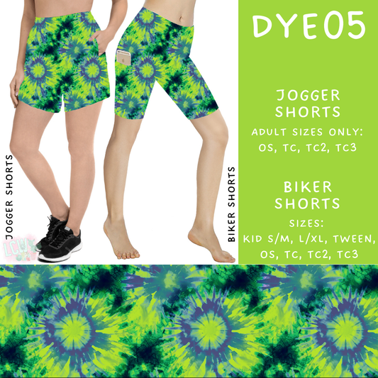 Batch #341 - Tie Dye Collection - Closes 5/19 - ETA early July - DYE05 Biker & Jogger Shorts
