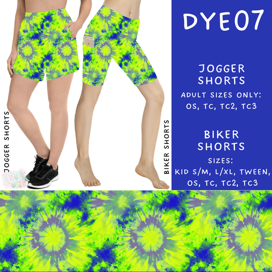 Batch #341 - Tie Dye Collection - Closes 5/19 - ETA early July - DYE07 Biker & Jogger Shorts