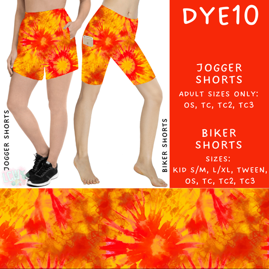 Batch #341 - Tie Dye Collection - Closes 5/19 - ETA early July - DYE10 Biker & Jogger Shorts